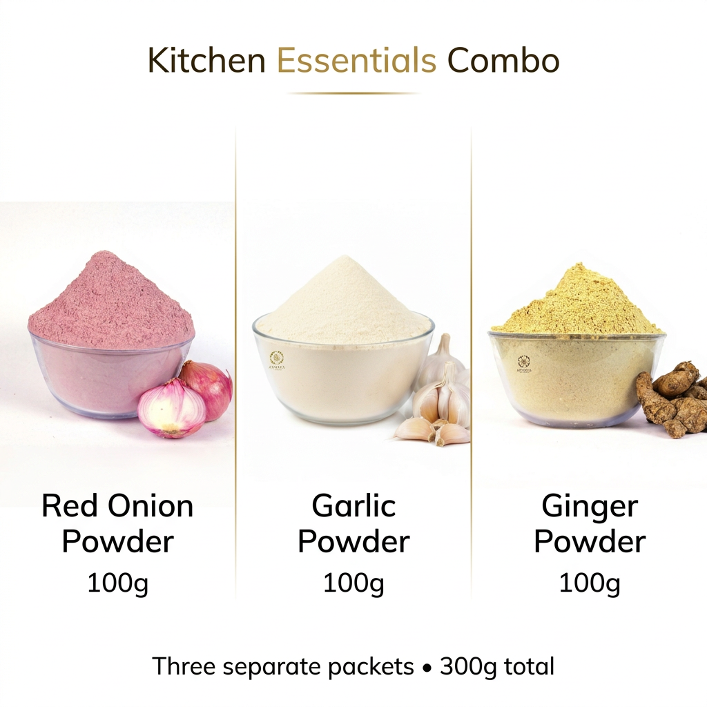 Kitchen Essentials contents showing three 100g portions